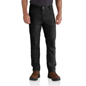 RUGGED FLEX STRAIGHT FIT CANVAS 5-POCKET TAPERED WORK PANT TROUSER